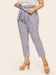 Plus Paperbag Waist Belted Stripe Pants