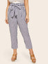 Plus Paperbag Waist Belted Stripe Pants