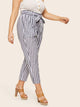 Plus Paperbag Waist Belted Stripe Pants