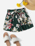 Plus Floral Print Self Tie Shorts