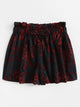 Plus Floral Print Frill Waist Shorts