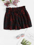 Plus Floral Print Frill Waist Shorts