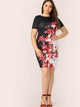 Plus Botanical Print Bodycon Dress