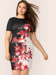 Plus Botanical Print Bodycon Dress