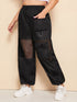 Plus Fishnet Insert Flap Pocket Windbreaker Pants