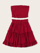 Plus Frill Shirred Tube Top & Layered Ruffle Hem Skirt Set