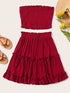 Plus Frill Shirred Tube Top & Layered Ruffle Hem Skirt Set