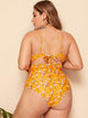 Plus Floral Cut-out One Piece Swimwear