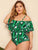 Plus Leaf Print Flounce One Piece Swimwear