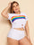 Plus Rainbow Print With High Waist Two Piece Swimwear