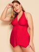 Plus Halter Top With High Waist Tankini