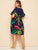 Plus Tropical Print Flounce Trim Dress