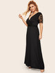 Plus Contrast Lace Surplice Front Maxi Dress