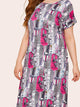 Plus Abstract Print Maxi Dress