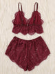 Plus Floral Lace Scallop Trim Lingerie Set