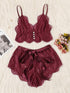 Plus Floral Lace Scallop Trim Lingerie Set