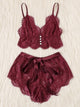 Plus Floral Lace Scallop Trim Lingerie Set