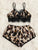 Plus Leopard Lace Trim Lingerie Set