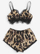 Plus Leopard Lace Trim Lingerie Set