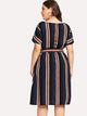 Plus Colorblock Striped Dress