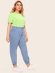 Plus Button Front Solid Jeans