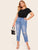 Plus Raw Hem Ripped Jeans