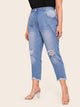 Plus Raw Hem Ripped Jeans