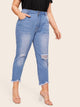 Plus Raw Hem Ripped Jeans