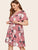 Plus Self Tie Floral Print Surplice Dress