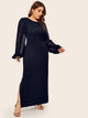 Plus Contrast Mesh Split Side Maxi Dress