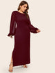 Plus Contrast Mesh Split Side Maxi Dress