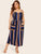 Plus Striped Button Front Dual Pocket Cami Dress