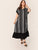 Plus Striped & Dot Print Ruffle Hem Tunic Dress