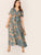  Plus Floral Tie Front Flounce Sleeve Maxi Dress