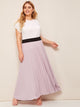 SHEIN Plus Contrast Wide Waistband Pleated Skirt