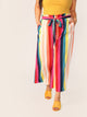 Plus Paperbag Waist Rainbow Stripe Belted Pants