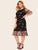 Plus Embroidered Mesh Flounce Hem Dress