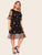 Plus Embroidered Mesh Flounce Hem Dress