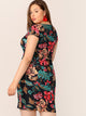 Plus Floral Print Form Fitted Dress