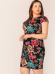 Plus Floral Print Form Fitted Dress