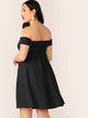 Plus Off Shoulder Foldover Skater Dress