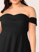 Plus Off Shoulder Foldover Skater Dress