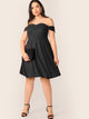 Plus Off Shoulder Foldover Skater Dress