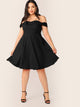 Plus Off Shoulder Foldover Skater Dress