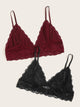 Plus Contrast Lace Bralette 2pack