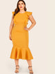 Plus Ruffle Hem Sheath Dress