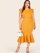 Plus Ruffle Hem Sheath Dress