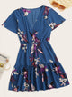 Plus Surplice Front Ditsy Floral Print Dress