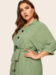 Plus Button Through Belted Shirt Dress