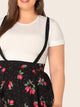 SHEIN Plus Dot & Fruit Print Pinafore Skirt